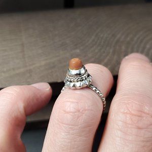 Size 5 Sterling Silver Small Rustic Coral Unique Band Ring